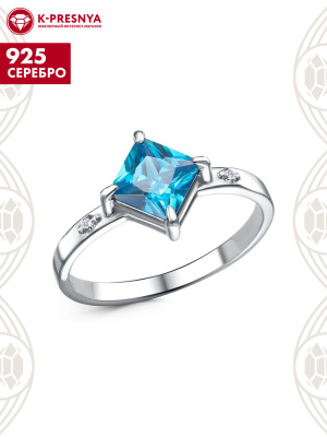 Кольцо серебро 925 пробы, покрытие - родирование, вставка - фианит (недрагоценный камень)