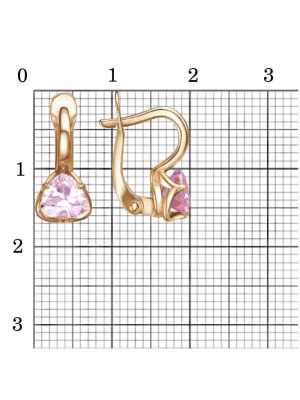 Серьги бижутерия, покрытие - золочение, вставка - фианит (недрагоценный камень)