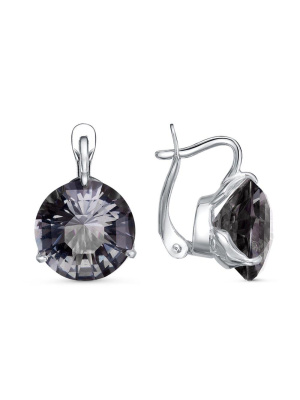 Серьги бижутерия, покрытие - серебрение, вставка - стекло ювелирное собственной огранки