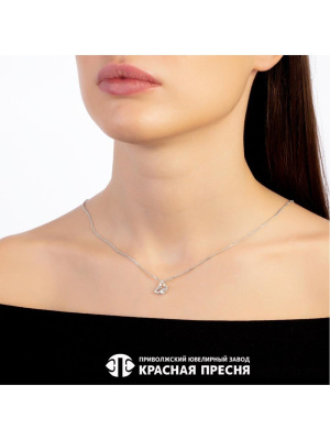 Подвеска серебро 925 пробы, покрытие - родирование, вставка - фианит (недрагоценный камень)