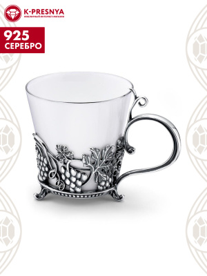 Подстаканник серебро 925 пробы, покрытие - оксидирование, без вставок