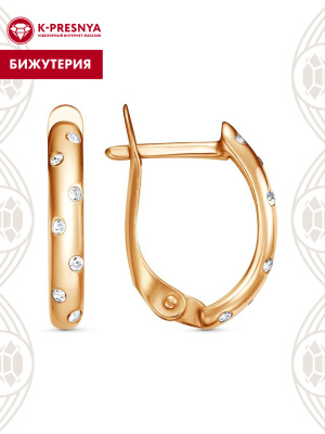 Серьги бижутерия, покрытие - золочение, вставка - стекло ювелирное preciosa