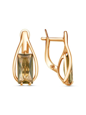 Серьги бижутерия, покрытие - золочение, вставка - стекло ювелирное собственной огранки