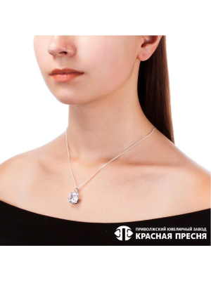 Подвеска серебро 925 пробы, покрытие - родирование, вставка - фианит (недрагоценный камень)