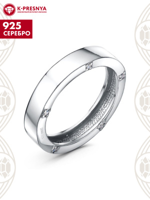 Кольцо серебро 925 пробы, покрытие - платинирование, вставка - фианит (недрагоценный камень)