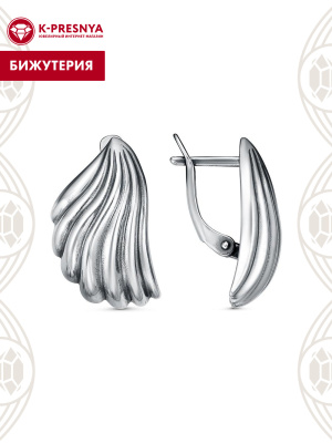 Серьги бижутерия, покрытие - серебрение с оксидированием, без вставок