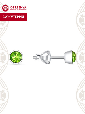 Серьги бижутерия, покрытие - серебрение, вставка - стекло ювелирное preciosa