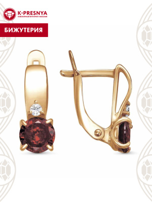 Серьги бижутерия, покрытие - золочение, вставка - фианит (недрагоценный камень)