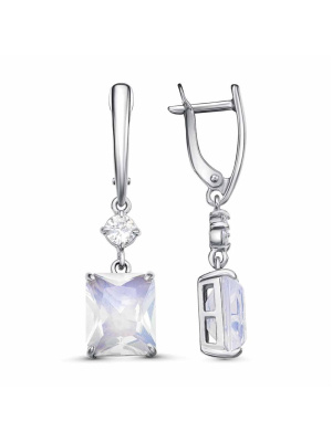 Серьги серебро 925 пробы, покрытие - платинирование