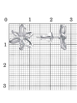 Серьги серебро 925 пробы, покрытие - платинирование, вставка - фианит (недрагоценный камень)