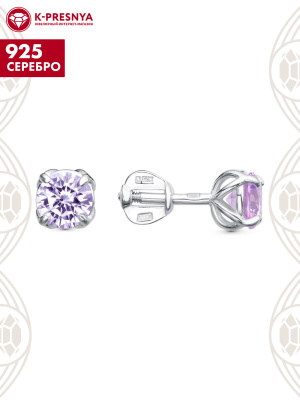 Серьги серебро 925 пробы, без покрытия, вставка - фианит (недрагоценный камень)