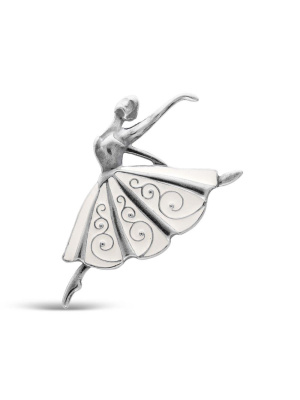 Брошь бижутерия, покрытие - серебрение с оксидированием, отделка - эмаль, без вставок