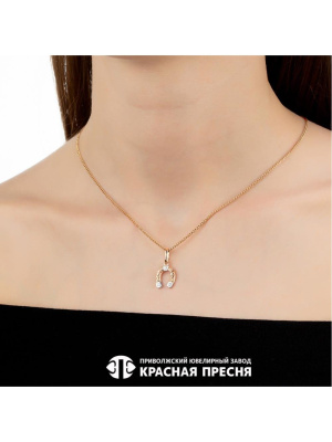 Подвеска серебро 925 пробы, покрытие - золочение, выборочное родирование, вставка - фианит (недрагоценный камень)