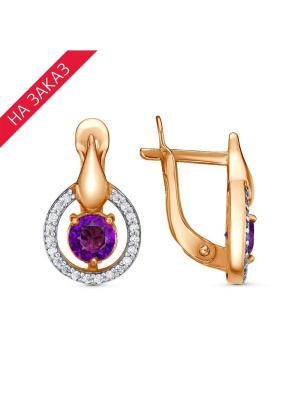 Серьги серебро 925 пробы, покрытие - золочение, выборочное родирование