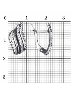 Серьги серебро 925 пробы, покрытие - оксидирование, отделка - алмазная грань, без вставок