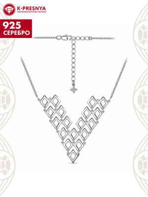 Колье серебро 925 пробы, покрытие - платинирование, без вставок
