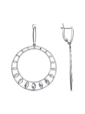 Серьги серебро 925 пробы, покрытие - платинирование, отделка - алмазная грань, без вставок