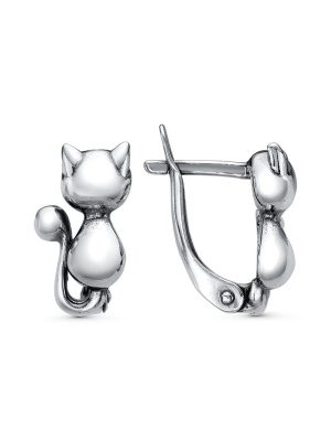 Серьги бижутерия, покрытие - серебрение с оксидированием, без вставок