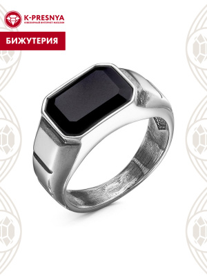 Кольцо бижутерия, покрытие - серебрение с оксидированием, вставка - стекло ювелирное собственной огранки