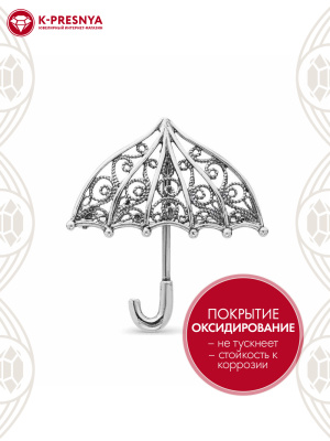 Брошь серебро 925 пробы, покрытие - оксидирование, без вставок