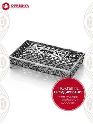 Визитница серебро 925 пробы, покрытие - оксидирование, без вставок