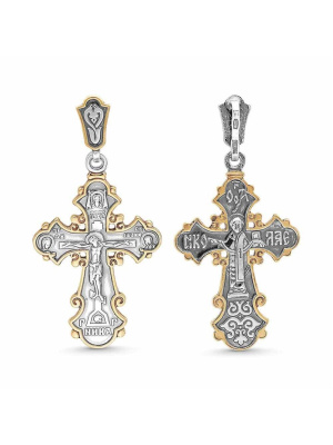 Подвеска бижутерия, покрытие - серебрение с оксидированием, выборочное золочение, без вставок