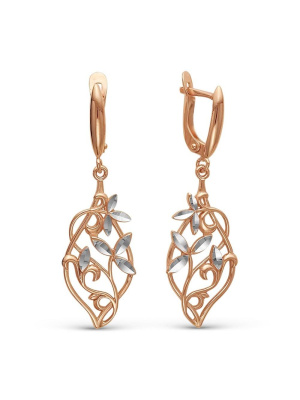 Серьги бижутерия, покрытие - золочение, отделка - алмазная грань, без вставок