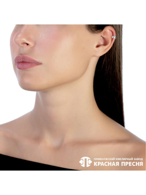 Серьга серебро 925 пробы, покрытие - родирование, без вставок