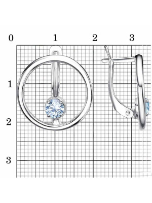 Серьги серебро 925 пробы, покрытие - родирование, вставка - фианит (недрагоценный камень)