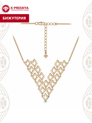 Колье бижутерия, покрытие - золочение, без вставок