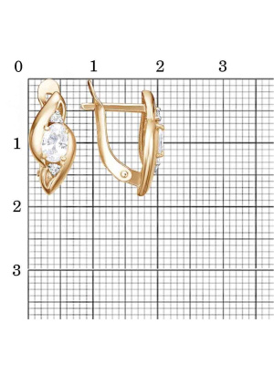 Серьги серебро 925 пробы, покрытие - золочение, выборочное родирование, вставка - фианит (недрагоценный камень)