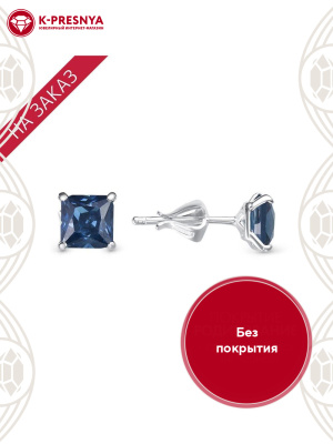 Серьги серебро 925 пробы, без покрытия, вставка - фианит собственной огранки (недрагоценный камень)