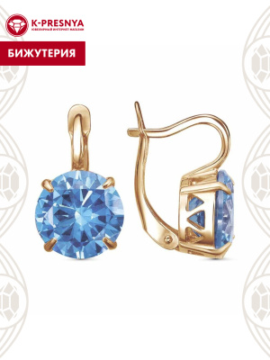 Серьги бижутерия, покрытие - золочение, вставка - фианит (недрагоценный камень)