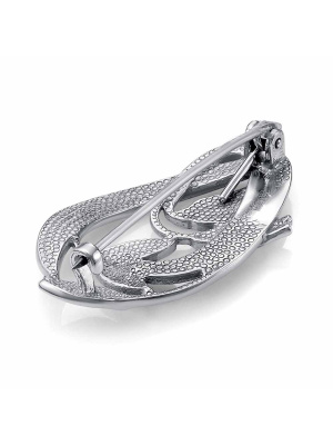 Брошь серебро 925 пробы, покрытие - родирование, отделка - эмаль, без вставок