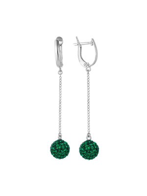 Серьги бижутерия, покрытие - серебрение, вставка - стекло ювелирное