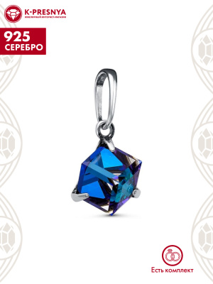 Подвеска серебро 925 пробы, покрытие - оксидирование, вставка - ювелирное стекло европейской огранки