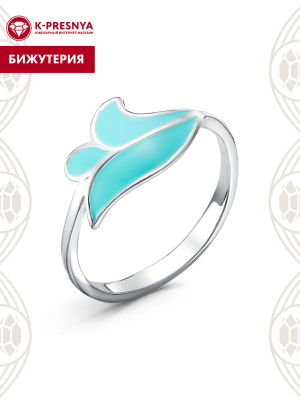 Кольцо бижутерия, покрытие - серебрение, отделка - эмаль, без вставок
