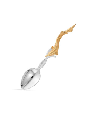 Ложка к икорнице "рыбки" серебро 925 пробы, покрытие - выборочное золочение, без вставок