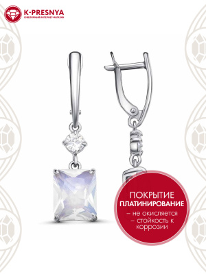 Серьги серебро 925 пробы, покрытие - платинирование