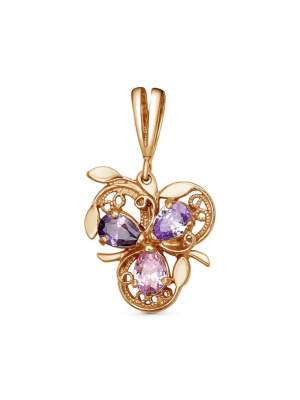 Подвеска серебро 925 пробы, покрытие - золочение, вставка - фианит (недрагоценный камень)