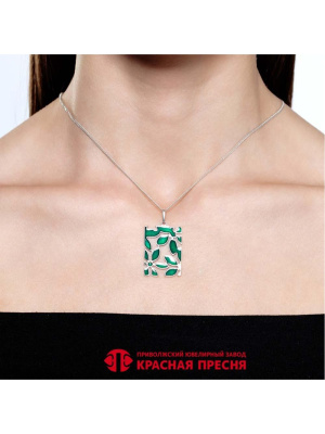 Подвеска серебро 925 пробы, покрытие - оксидирование, отделка - эмаль, без вставок