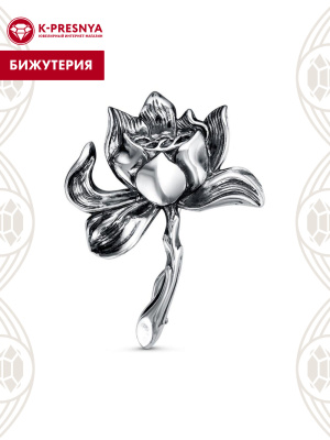 Брошь бижутерия, покрытие - серебрение с оксидированием, без вставок