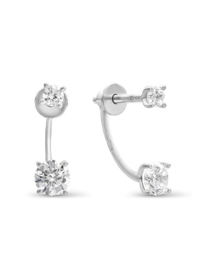 Серьги серебро 925 пробы, покрытие - родирование, вставка - фианит (недрагоценный камень)