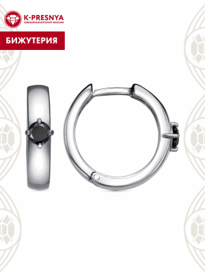 Серьги бижутерия, покрытие - платинирование, вставка - фианит (недрагоценный камень)