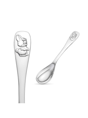 Ложка чайная "зайчик" серебро 925 пробы, покрытие - оксидирование, без вставок