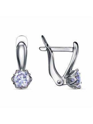 Серьги бижутерия, покрытие - серебрение с оксидированием, вставка - фианит (недрагоценный камень)