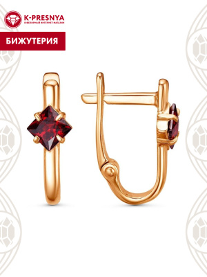 Серьги бижутерия, покрытие - золочение, вставка - фианит (недрагоценный камень)