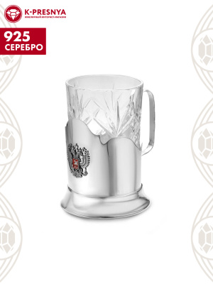 Подстаканник "отечество" серебро 925 пробы, покрытие - оксидирование, отделка - эмаль, без вставок