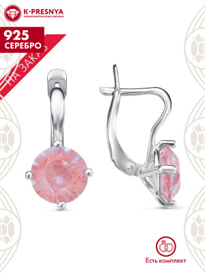 Серьги серебро 925 пробы, покрытие - родирование, вставка - ситалл собственной огранки