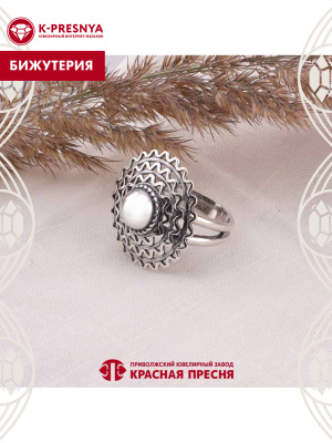 Кольцо бижутерия, покрытие - серебрение с оксидированием, без вставок